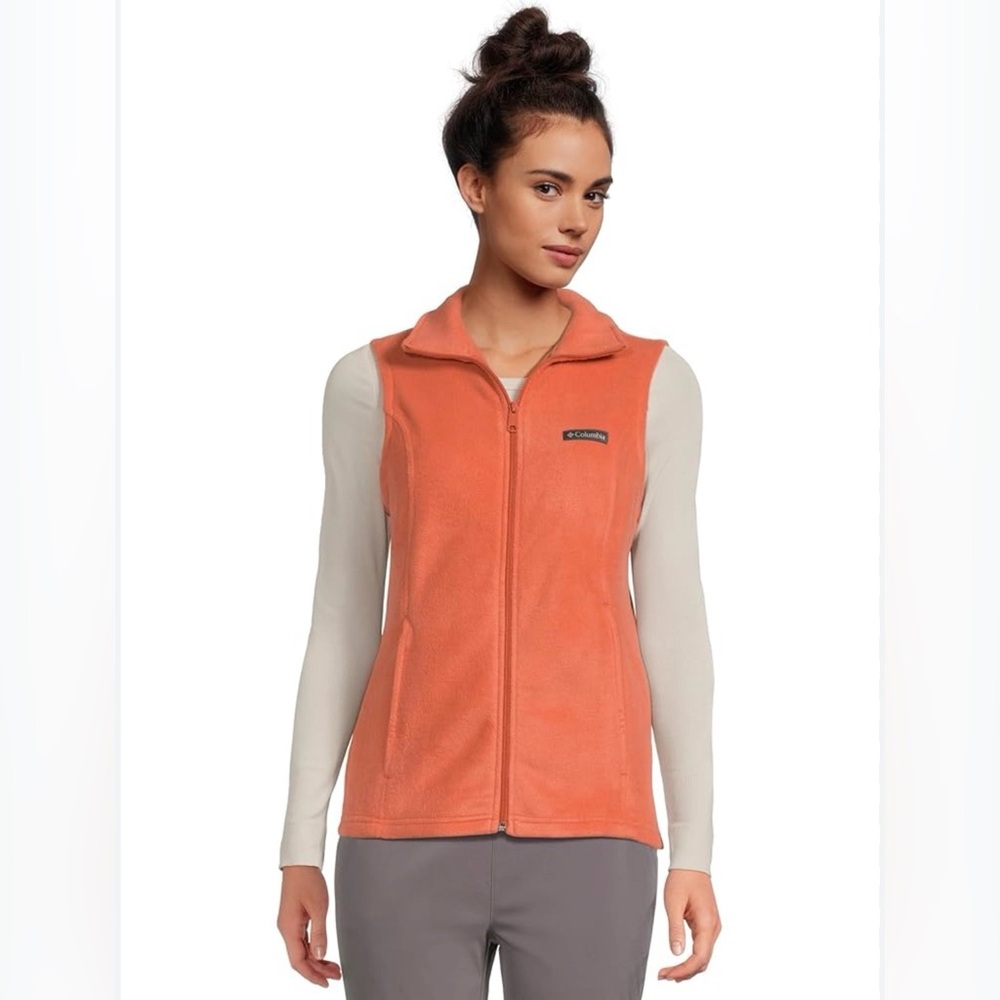 Columbia Benton Springs Fleece Vest Women’s Large Zip Up Lightweight In Tuscan
